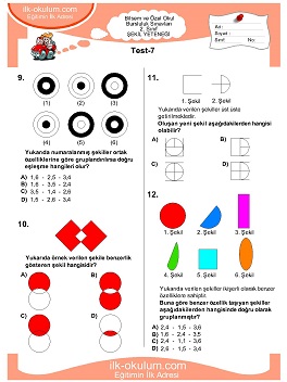 ilkokul 1. Sınıf Bilsem Zeka Testi 